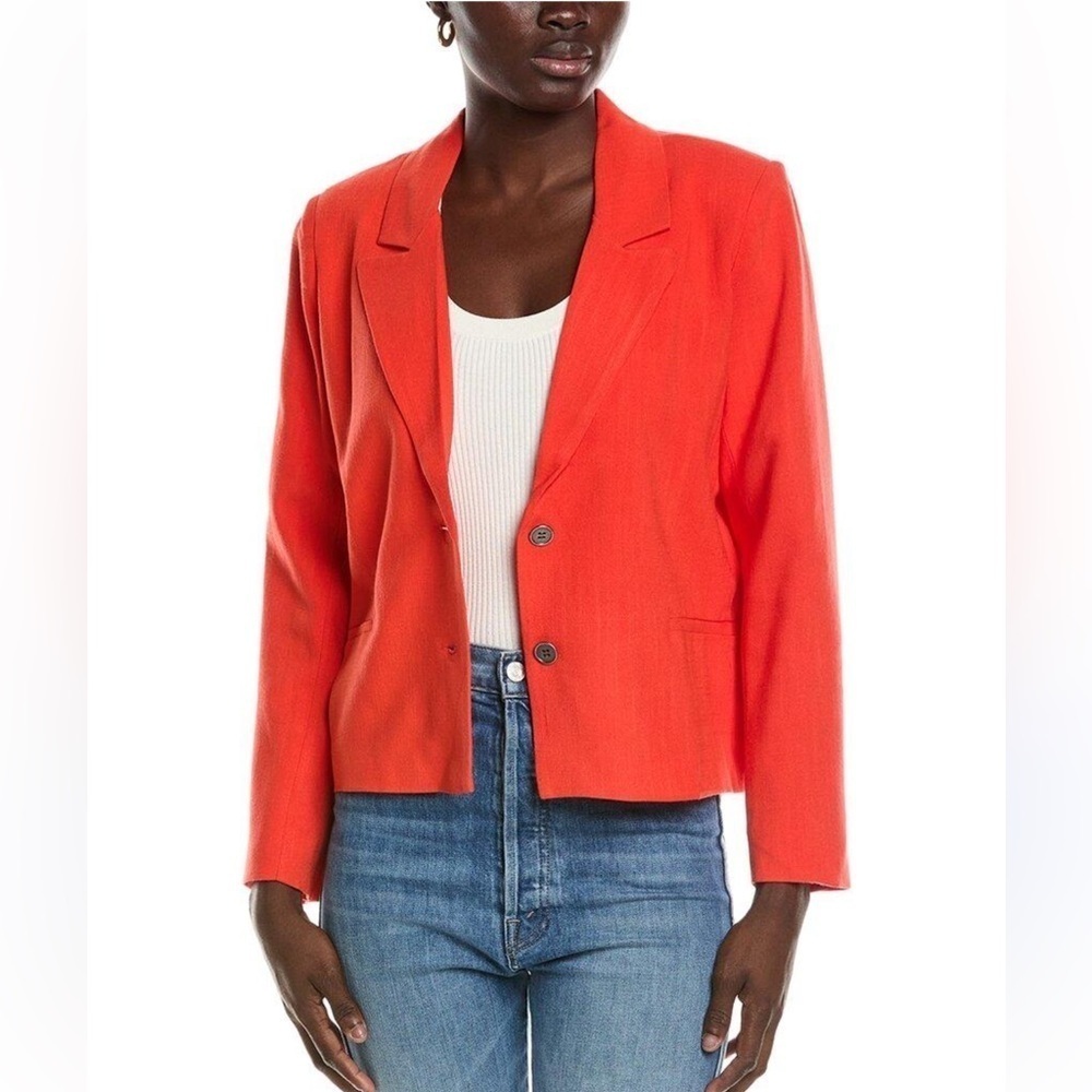 Chaser Women's‎ Santana Blazer 2-button Linen-blend Flame Red Feminine SZ Small